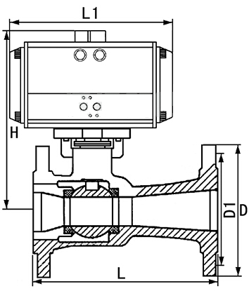 氣動(dòng)高溫球閥,Q641M氣動(dòng)高溫球閥結(jié)構(gòu)圖